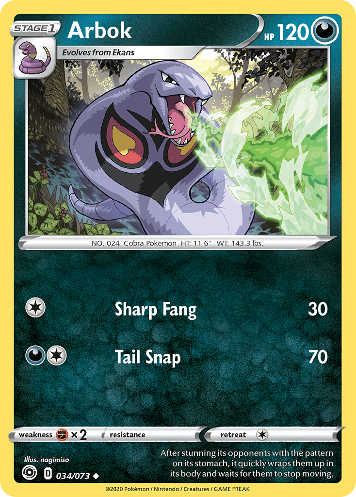 Arbok (034/073) [Sword & Shield: Champion's Path] Pokemon Single Pokémon  | Multizone: Comics And Games