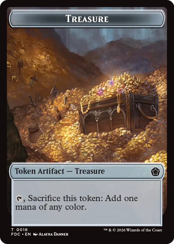 Dragon (0007) // Treasure Double-Sided Token [Foundations Commander Tokens] | Multizone: Comics And Games