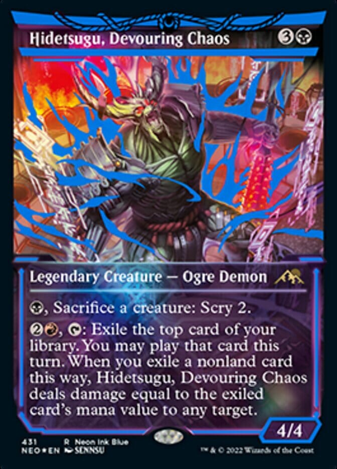 Hidetsugu, Devouring Chaos (Neon Ink Blue) [Kamigawa: Neon Dynasty] MTG Single Magic: The Gathering  | Multizone: Comics And Games