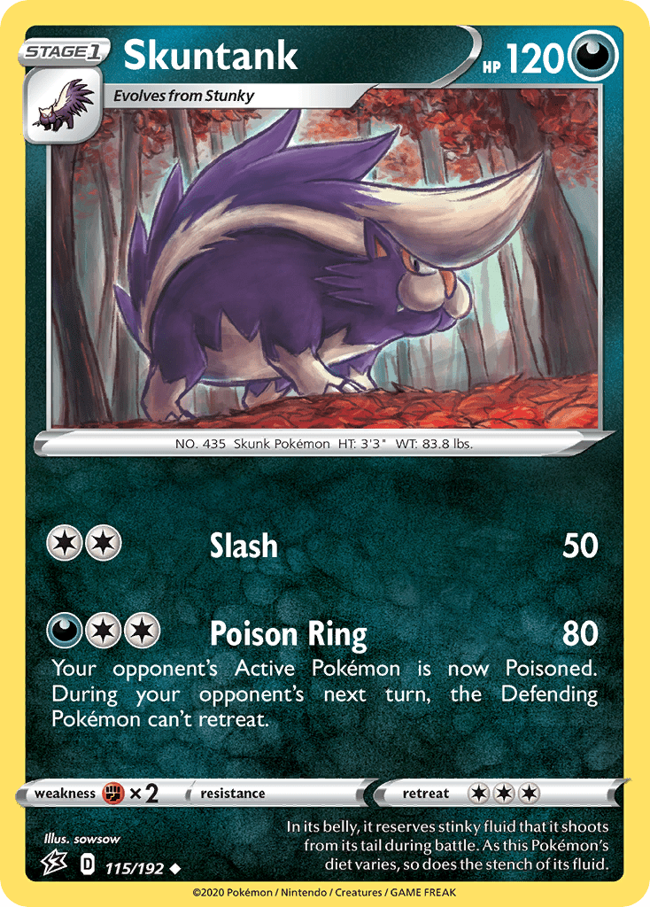 Skuntank (115/192) [Sword & Shield: Rebel Clash] Pokemon Single Pokémon  | Multizone: Comics And Games