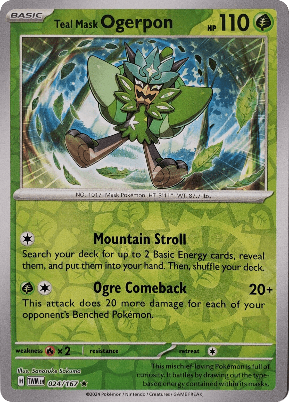 Teal Mask Ogerpon (024/167) [Scarlet & Violet: Twilight Masquerade] Pokemon Single Pokémon  | Multizone: Comics And Games