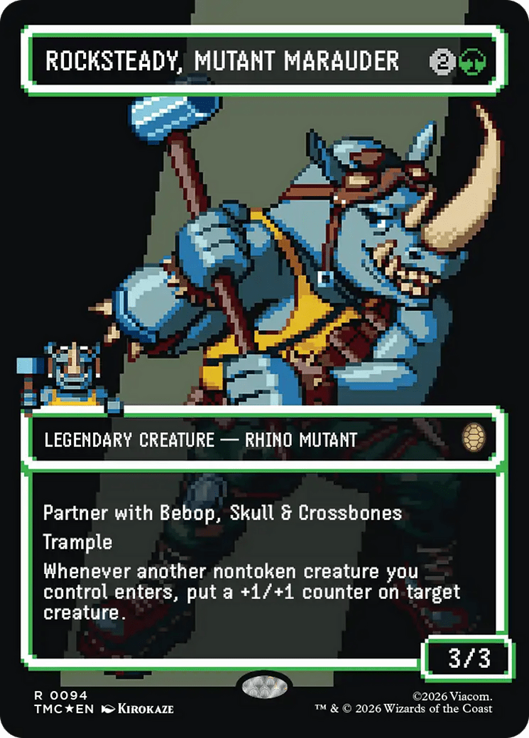 Rocksteady, Mutant Marauder (Borderless) (Surge Foil) [Teenage Mutant Ninja Turtles Commander] MTG Single Magic: The Gathering  | Multizone: Comics And Games