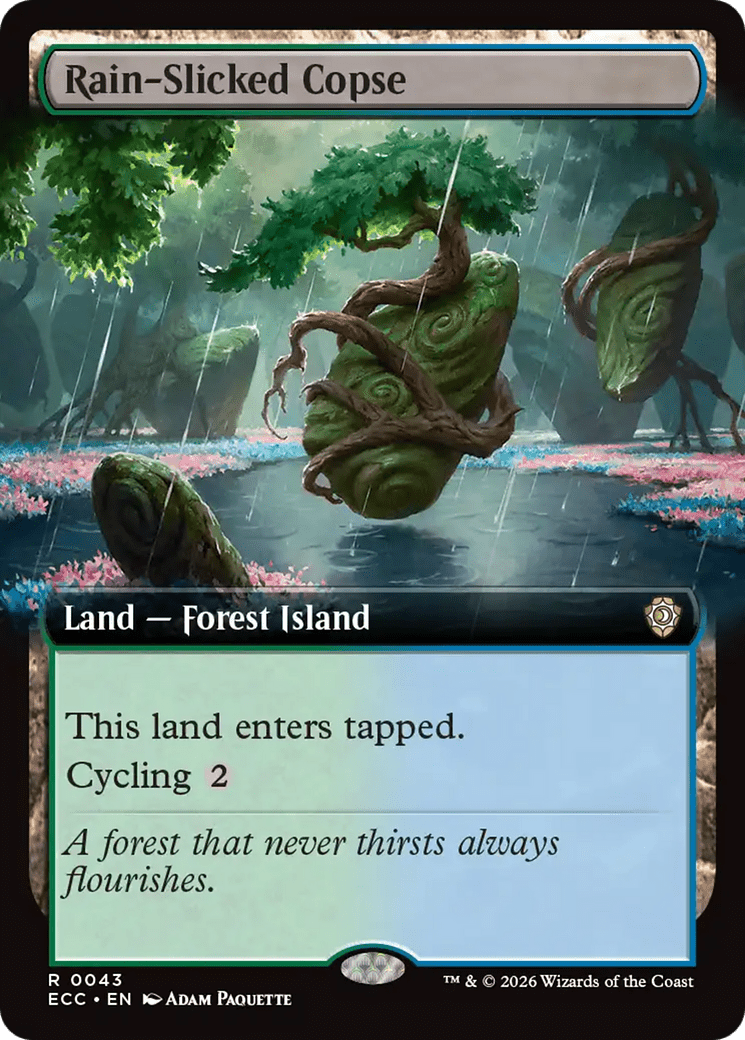 Rain-Slicked Copse (Extended Art) [Lorwyn Eclipsed Commander] MTG Single Magic: The Gathering  | Multizone: Comics And Games