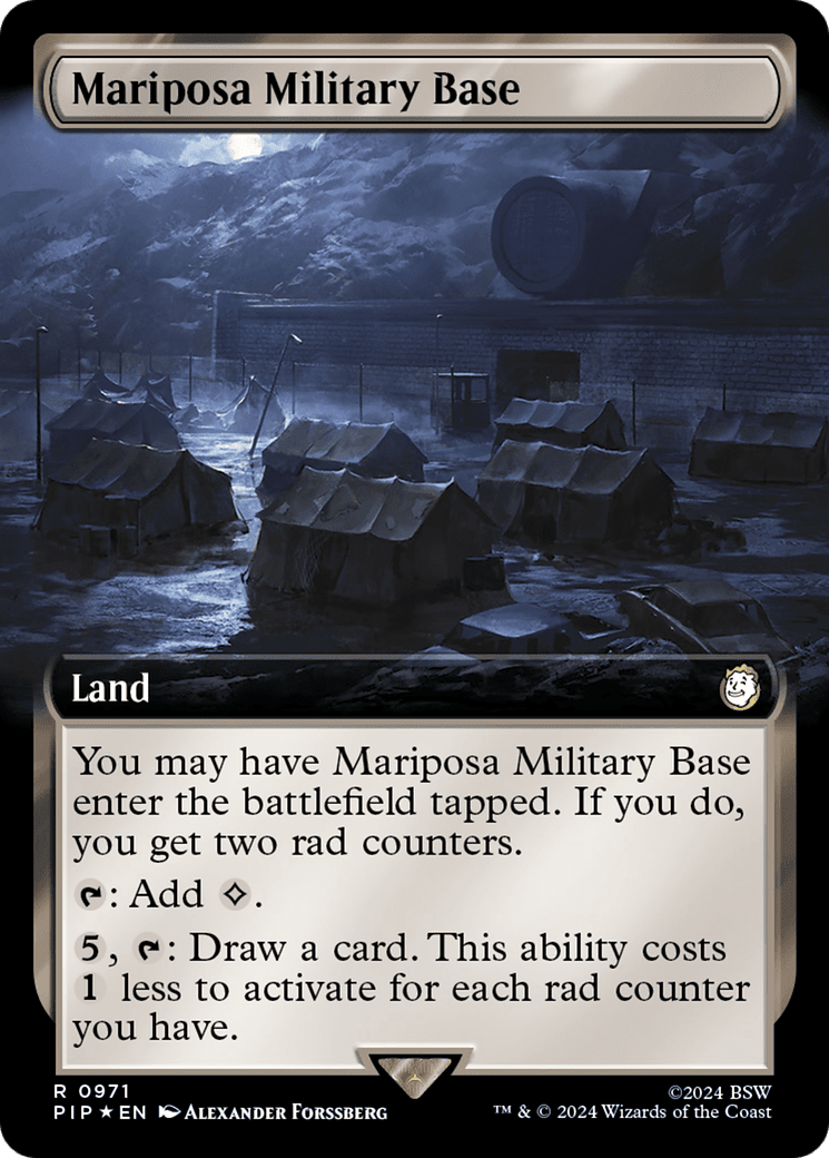 Mariposa Military Base (Extended Art) (Surge Foil) [Fallout] MTG Single Magic: The Gathering  | Multizone: Comics And Games