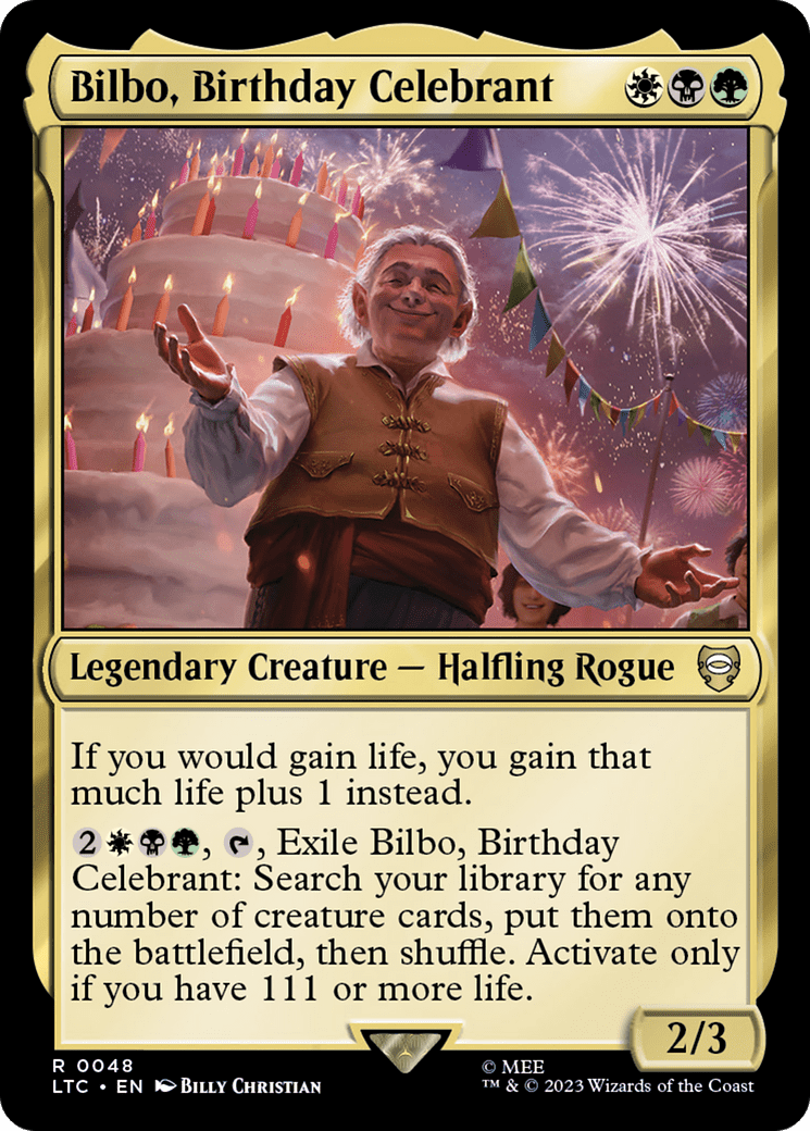 Bilbo, Birthday Celebrant [The Lord of the Rings: Tales of Middle-Earth Commander] MTG Single Magic: The Gathering  | Multizone: Comics And Games