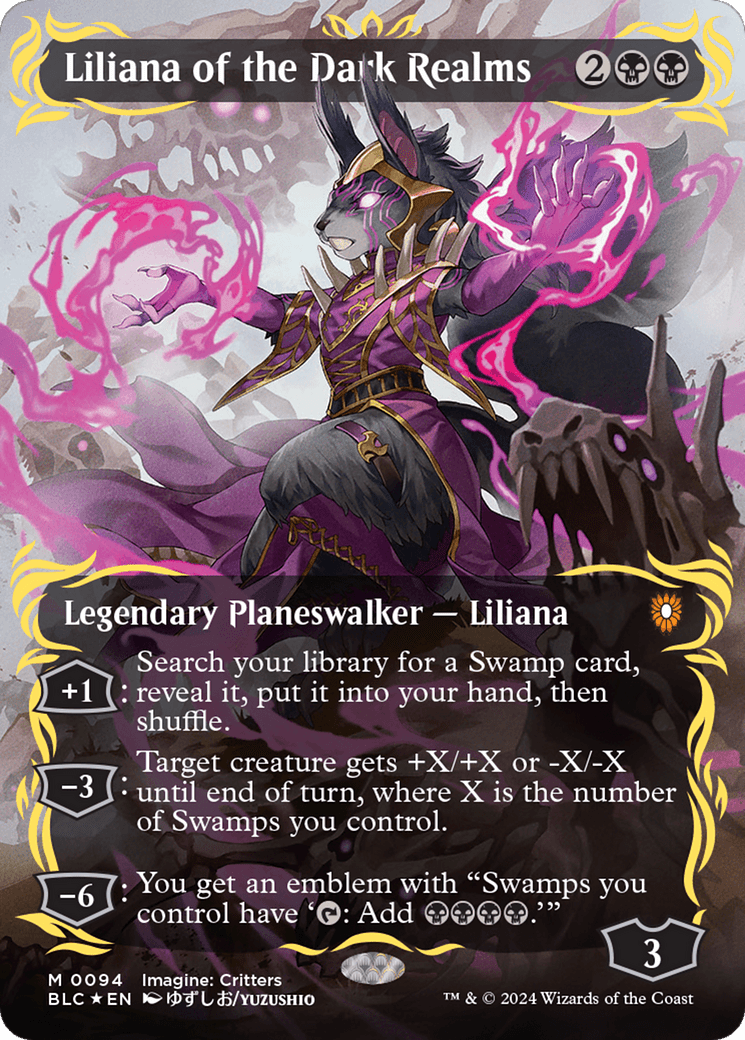 Liliana of the Dark Realms (Borderless) (Raised Foil) [Bloomburrow Commander] MTG Single Magic: The Gathering  | Multizone: Comics And Games