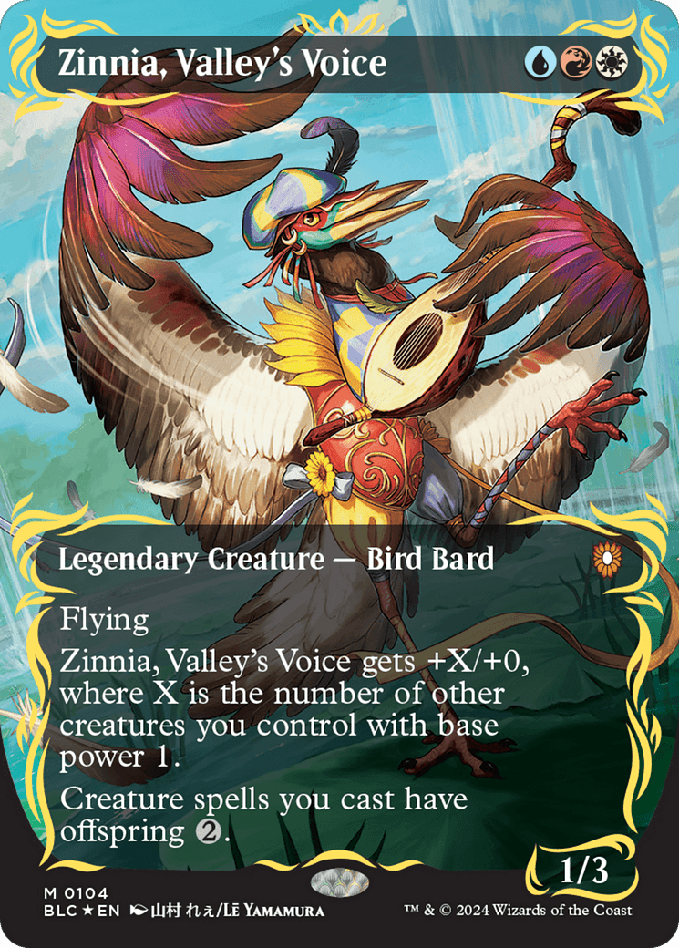 Zinnia, Valley's Voice (Borderless) (Raised Foil) [Bloomburrow Commander] MTG Single Magic: The Gathering  | Multizone: Comics And Games