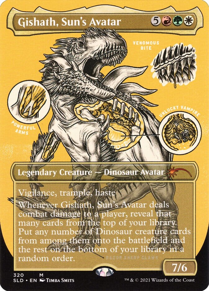 Gishath, Sun's Avatar (Borderless Foil Etched) [Secret Lair Drop Series] MTG Single Magic: The Gathering  | Multizone: Comics And Games