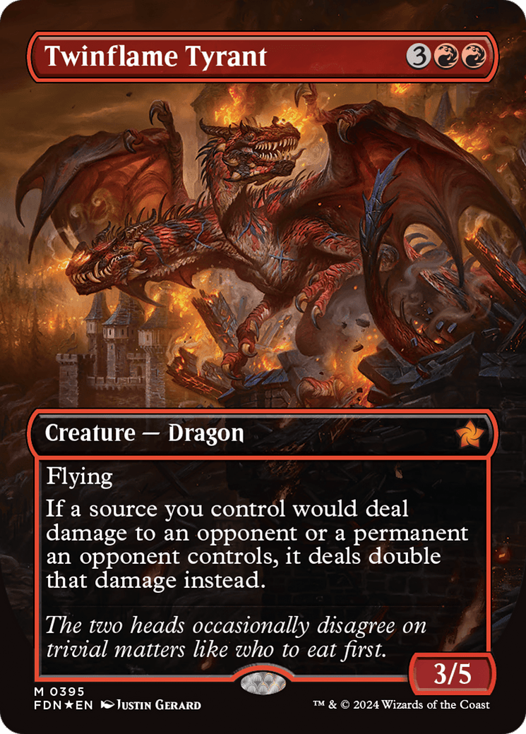 Twinflame Tyrant (Borderless) (Mana Foil) [Foundations] MTG Single Magic: The Gathering  | Multizone: Comics And Games