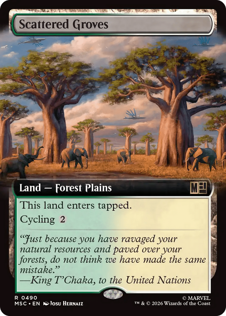 Scattered Groves (Extended Art) [Marvel Super Heroes Commander] MTG Single Magic: The Gathering  | Multizone: Comics And Games