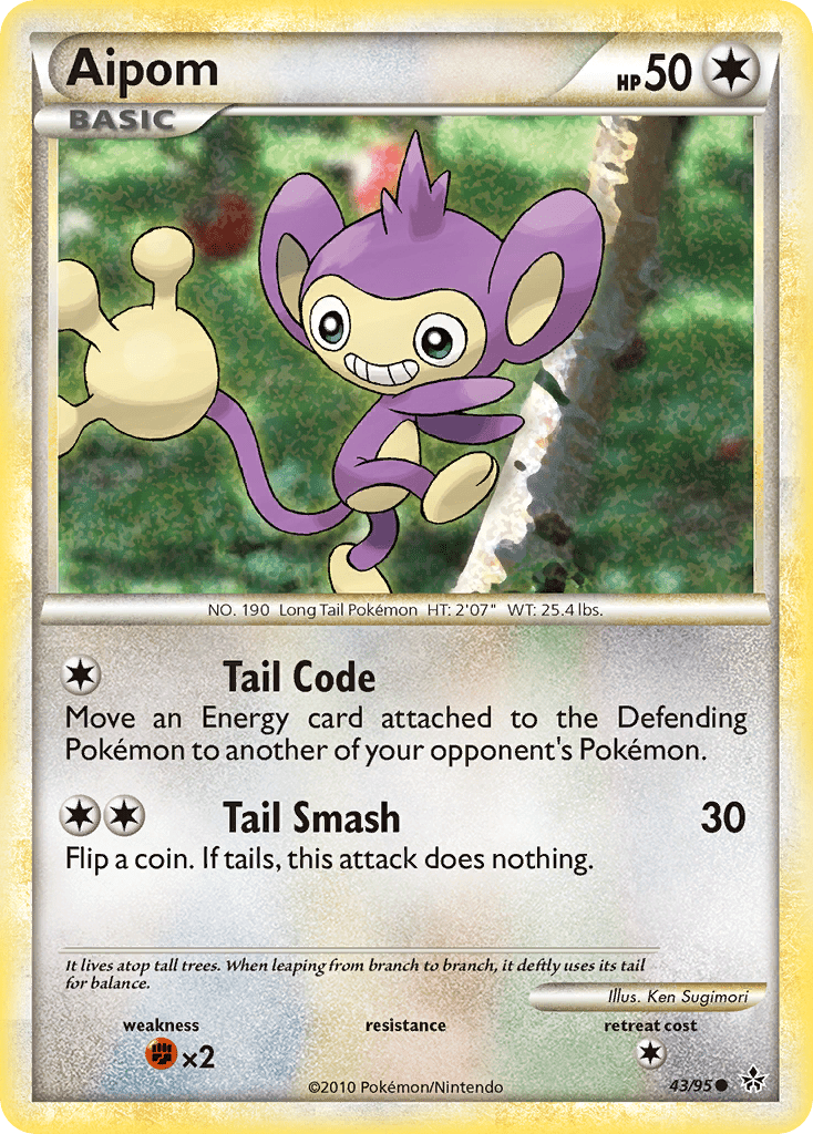 Aipom (43/95) [HeartGold & SoulSilver: Unleashed] Pokemon Single Pokémon  | Multizone: Comics And Games