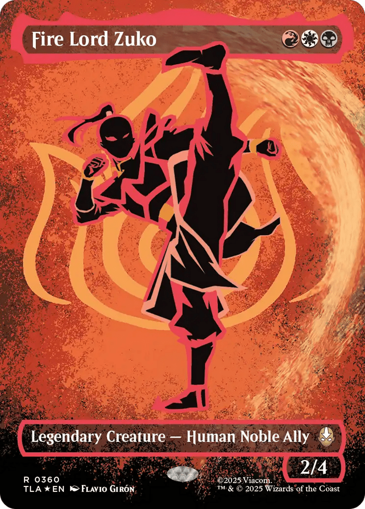 Fire Lord Zuko (Borderless) (Neon Ink Foil) [Avatar: The Last Airbender] MTG Single Magic: The Gathering  | Multizone: Comics And Games