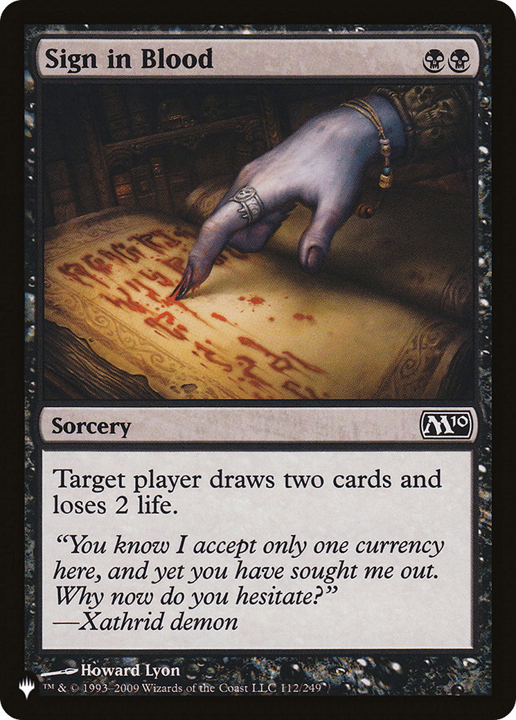 Sign in Blood (M10) [The List] MTG Single Magic: The Gathering  | Multizone: Comics And Games