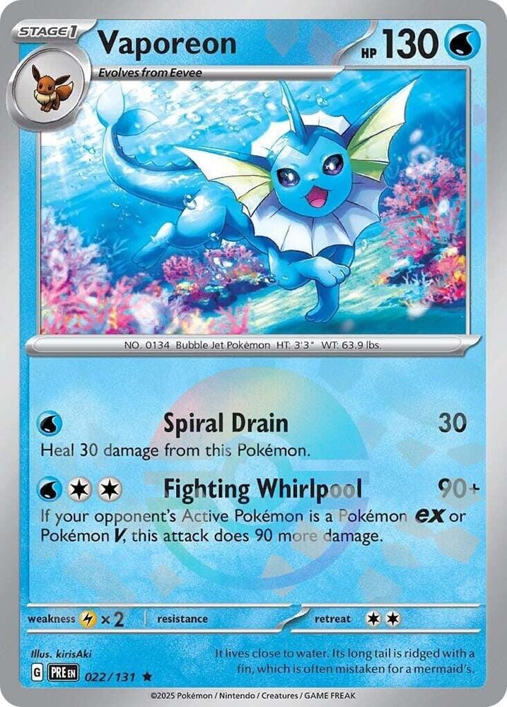 Vaporeon (022/131) (Poke Ball Pattern) [Scarlet & Violet: Prismatic Evolutions] Pokemon Single Pokémon  | Multizone: Comics And Games
