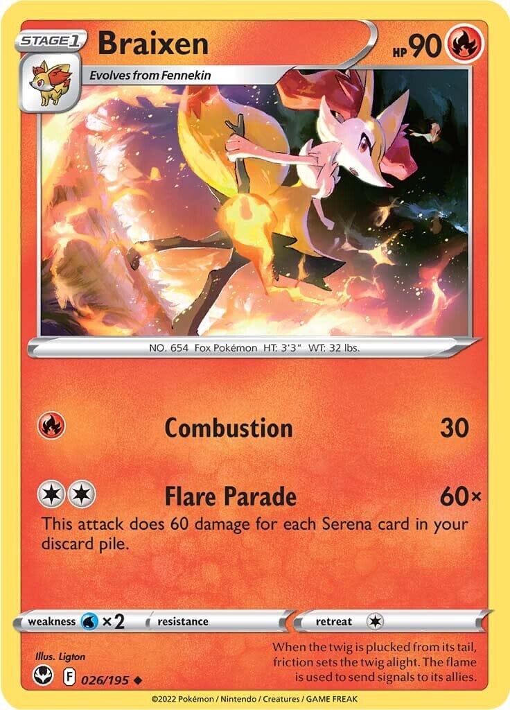 Braixen (026/195) [Sword & Shield: Silver Tempest] Pokemon Single Pokémon  | Multizone: Comics And Games