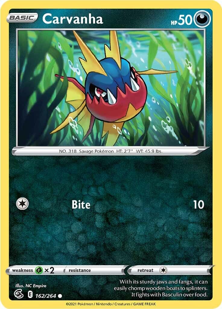 Carvanha (162/264) [Sword & Shield: Fusion Strike] Pokemon Single Pokémon  | Multizone: Comics And Games