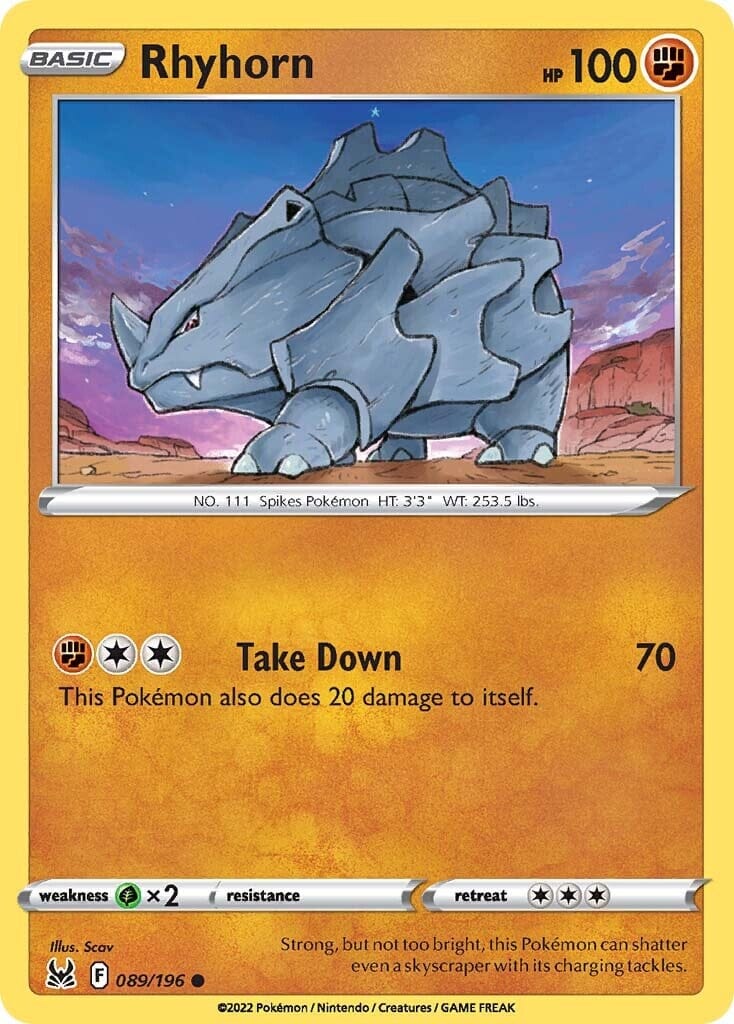 Rhyhorn (089/196) [Sword & Shield: Lost Origin] Pokemon Single Pokémon  | Multizone: Comics And Games