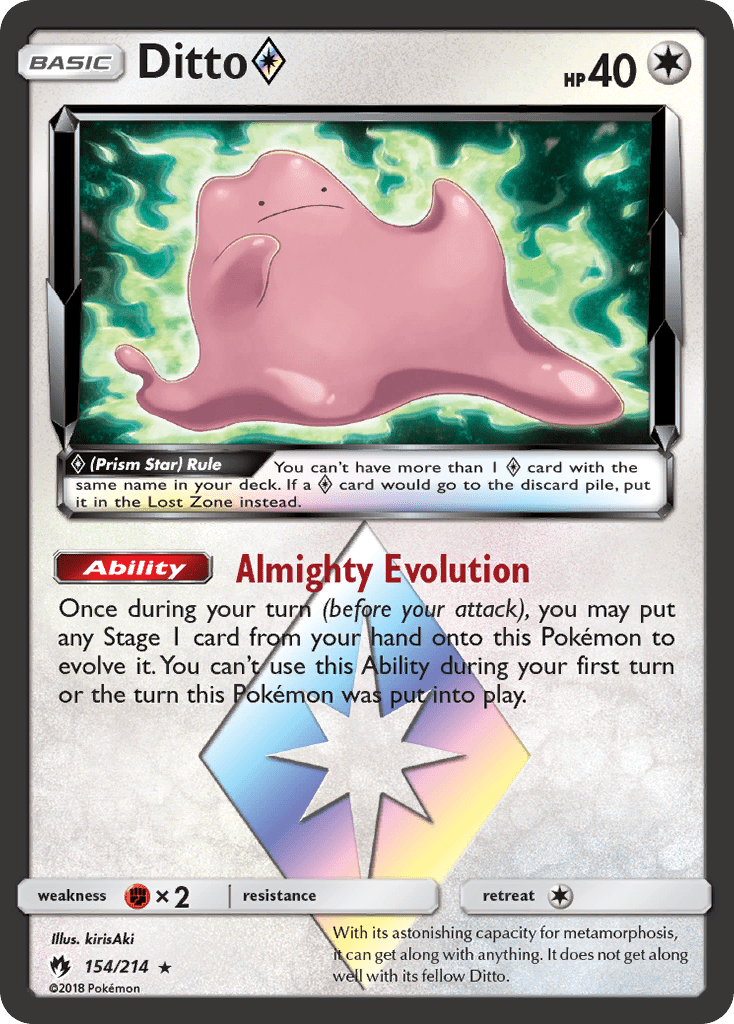 Ditto (154/214) (Prism Star) [Sun & Moon: Lost Thunder] Pokemon Single Pokémon  | Multizone: Comics And Games