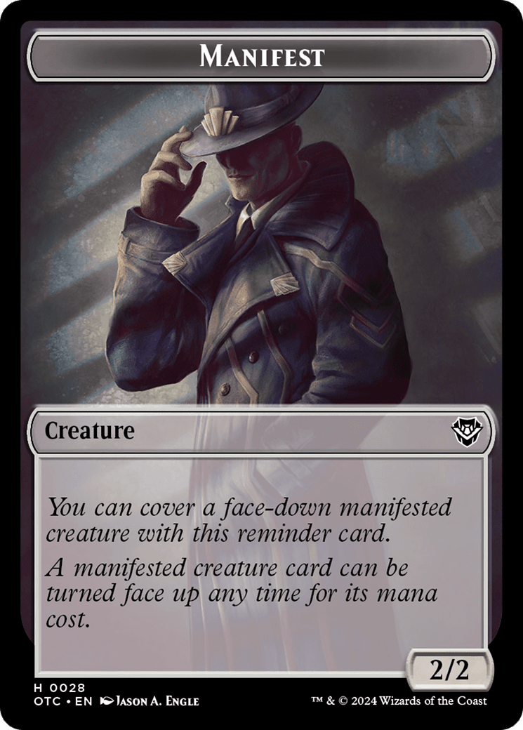 Thopter // Manifest Double-Sided Token [Outlaws of Thunder Junction Commander Tokens] MTG Single Magic: The Gathering  | Multizone: Comics And Games