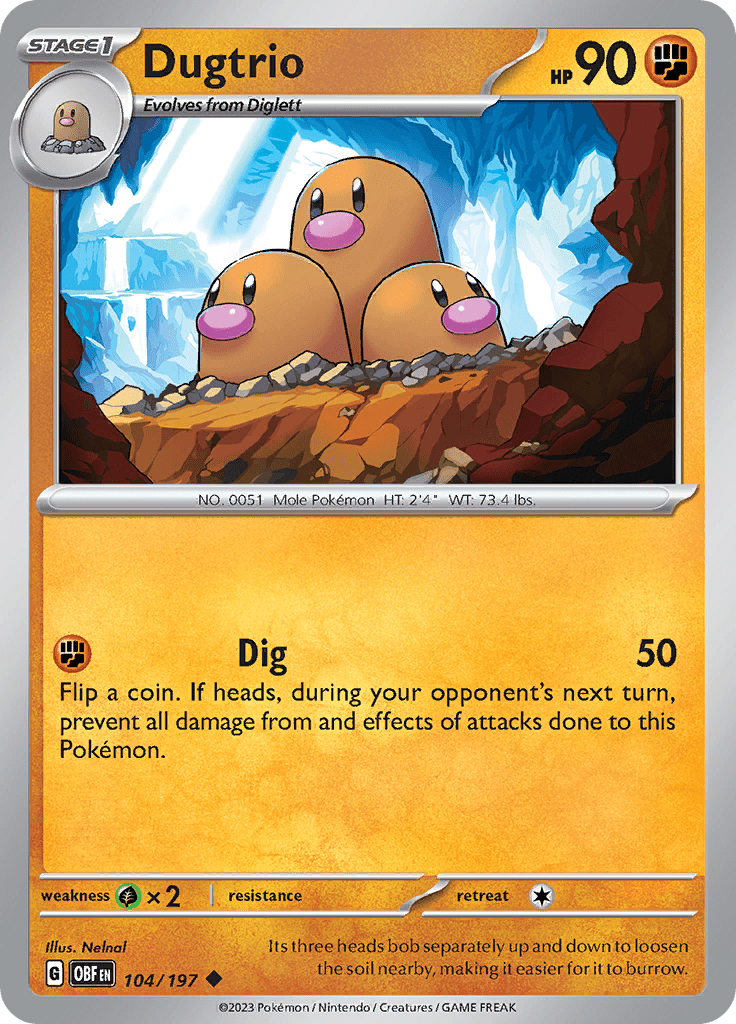 Dugtrio (104/197) [Scarlet & Violet: Obsidian Flames] Pokemon Single Pokémon  | Multizone: Comics And Games