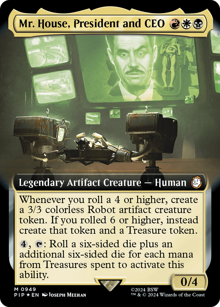 Mr. House, President and CEO (Extended Art) (Surge Foil) [Fallout] MTG Single Magic: The Gathering  | Multizone: Comics And Games