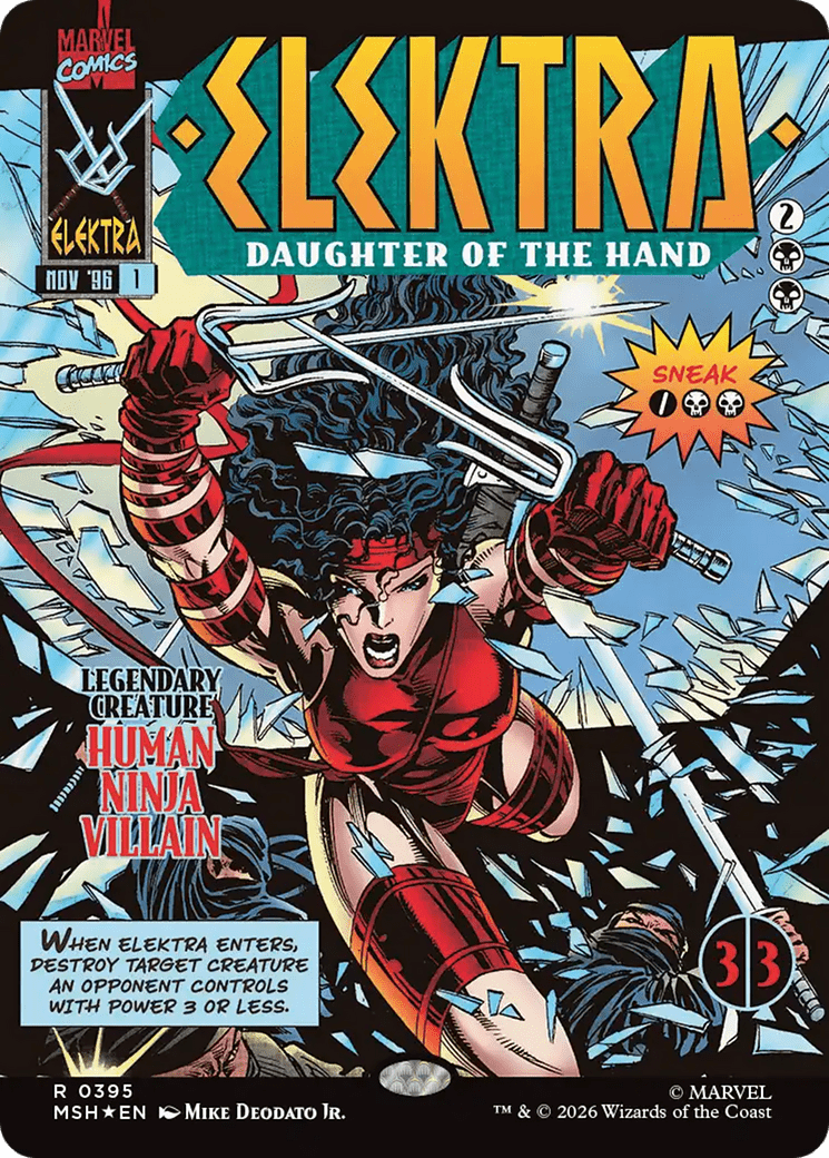 Elektra, Daughter of the Hand (Borderless) (395) [Marvel Super Heroes] MTG Single Magic: The Gathering  | Multizone: Comics And Games