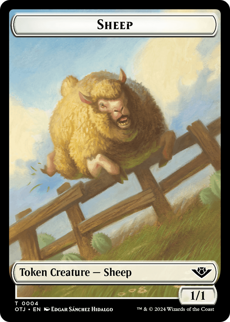 Mercenary // Sheep Double-Sided Token [Outlaws of Thunder Junction Tokens] MTG Single Magic: The Gathering  | Multizone: Comics And Games