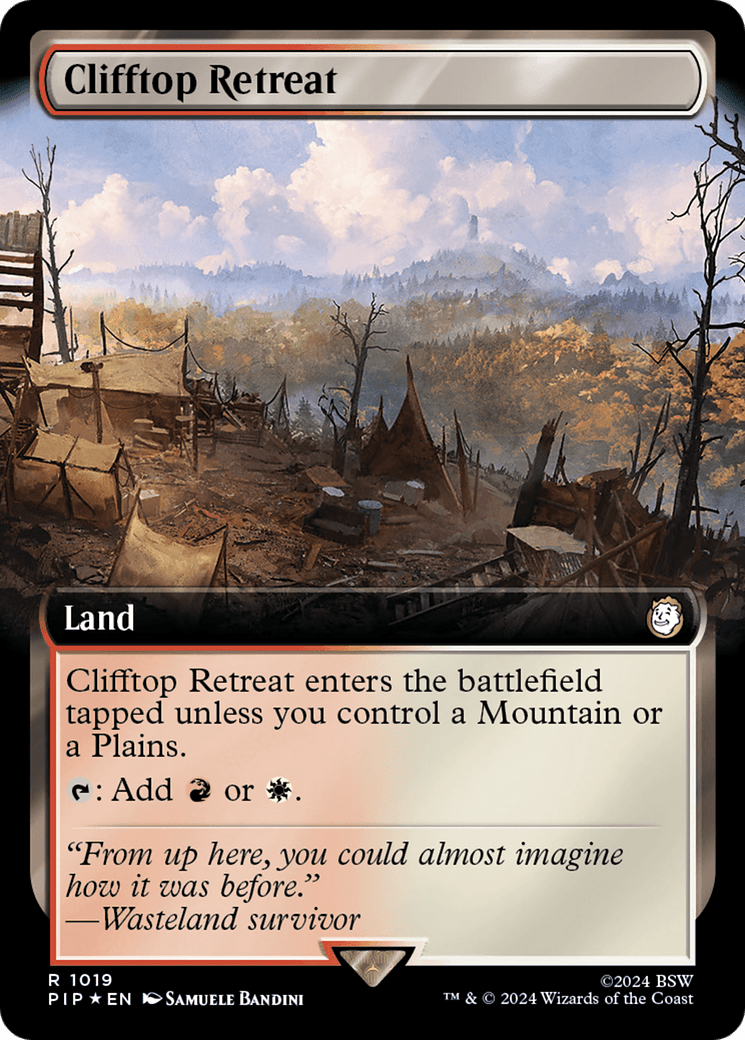 Clifftop Retreat (Extended Art) (Surge Foil) [Fallout] MTG Single Magic: The Gathering  | Multizone: Comics And Games