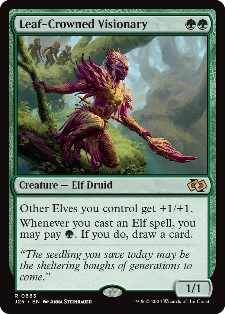 Leaf-Crowned Visionary [Foundations Jumpstart] MTG Single Magic: The Gathering  | Multizone: Comics And Games