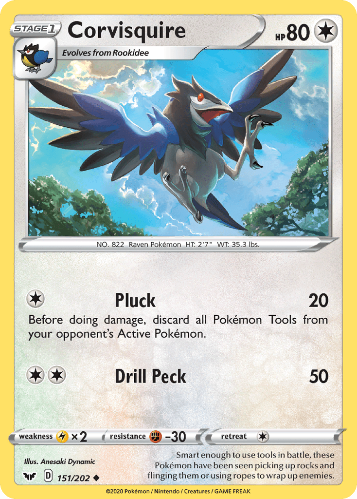 Corvisquire (151/202) [Sword & Shield: Base Set] Pokemon Single Pokémon  | Multizone: Comics And Games