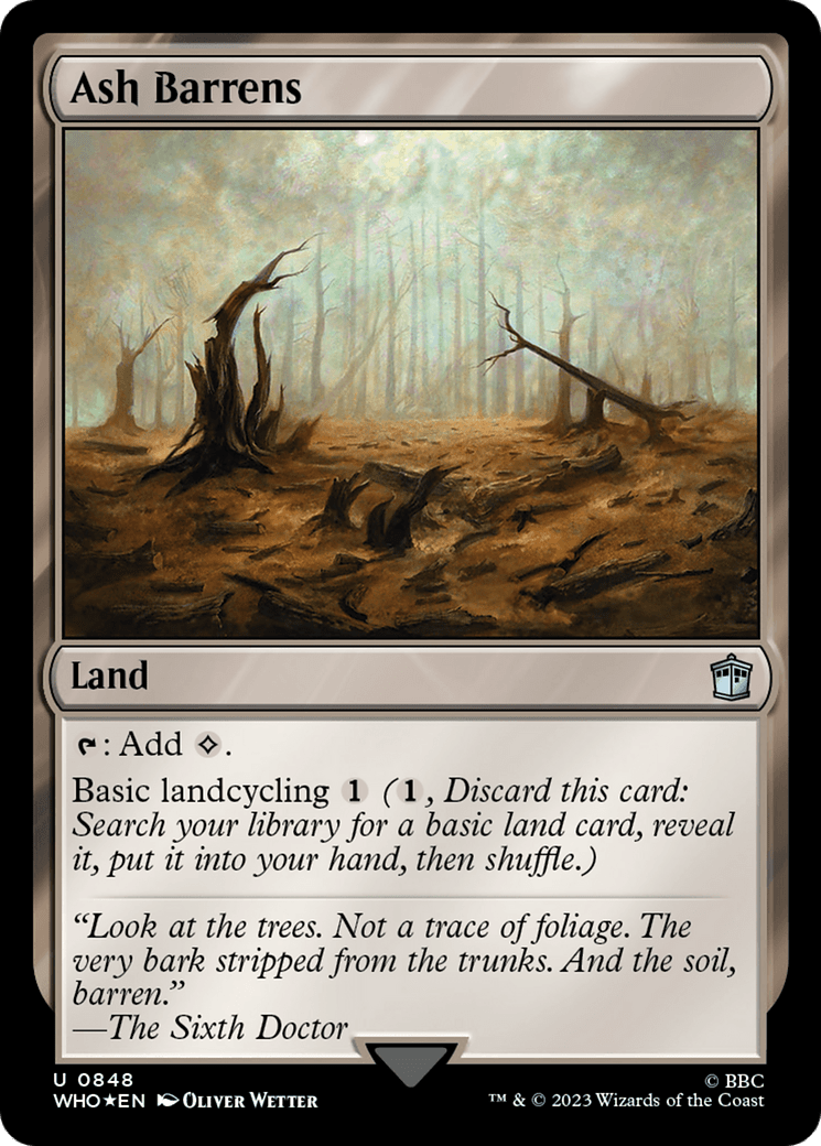Ash Barrens (Surge Foil) [Doctor Who] MTG Single Magic: The Gathering  | Multizone: Comics And Games