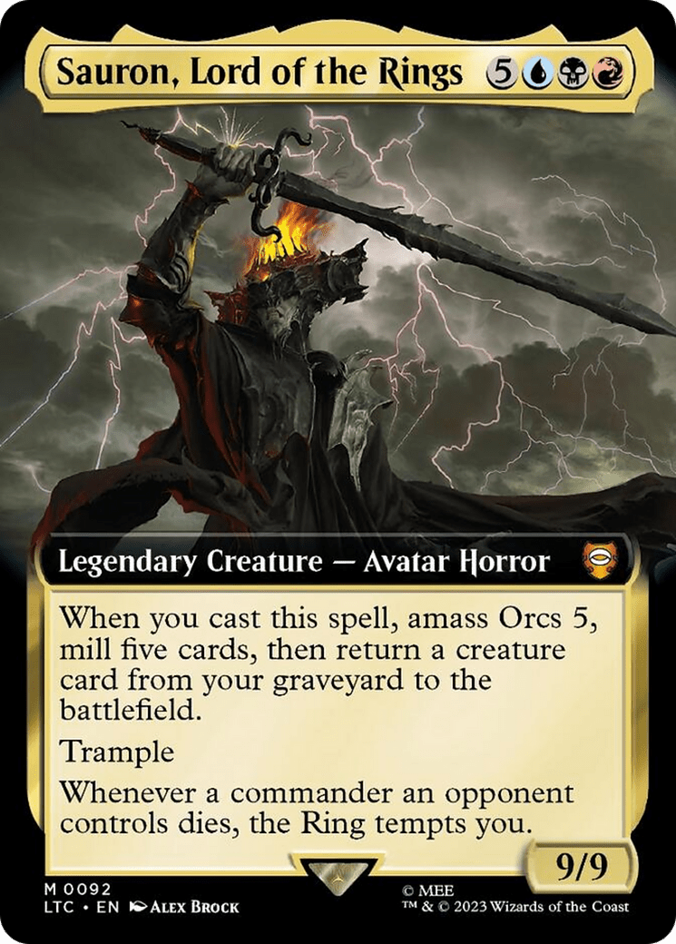 Sauron, Lord of the Rings (Extended Art) [The Lord of the Rings: Tales of Middle-Earth Commander] MTG Single Magic: The Gathering  | Multizone: Comics And Games