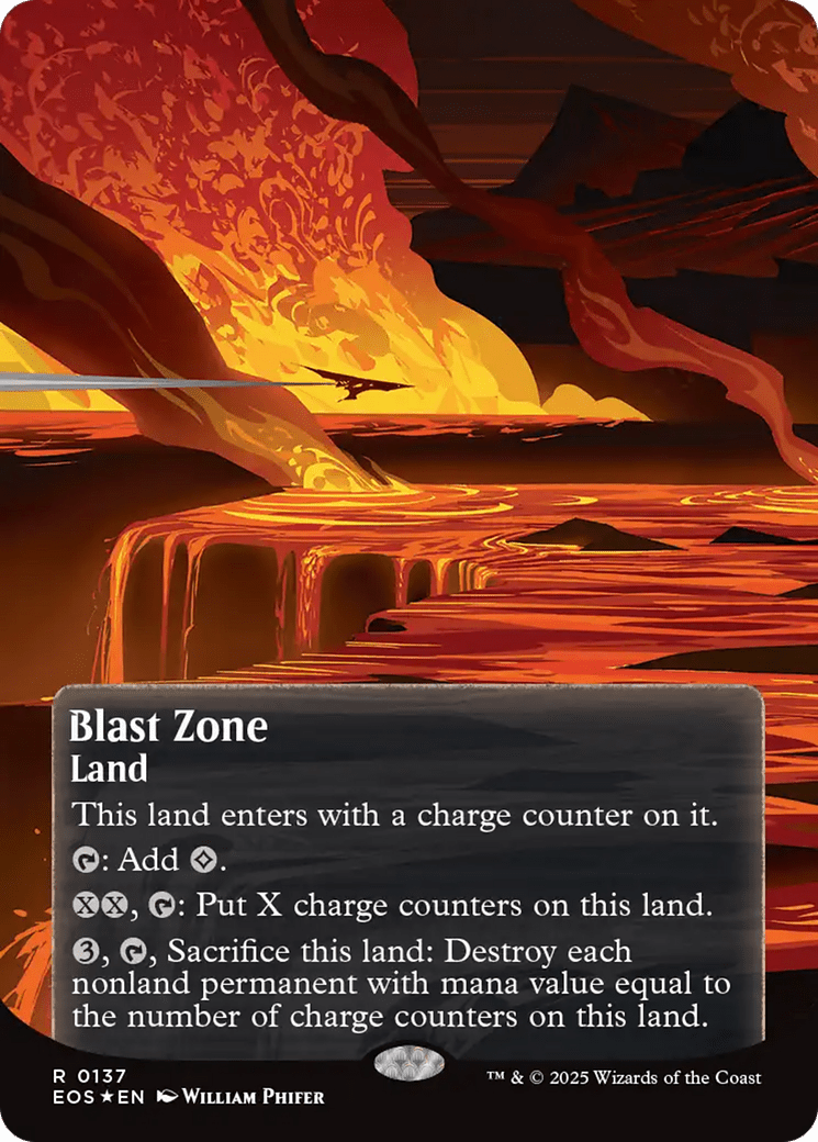 Blast Zone (0137) (Borderless) (Galaxy Foil) [Edge of Eternities: Stellar Sights] MTG Single Magic: The Gathering  | Multizone: Comics And Games