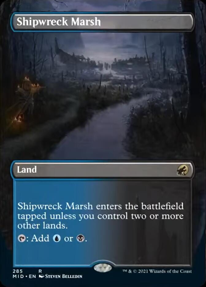 Shipwreck Marsh (Borderless Alternate Art) [Innistrad: Midnight Hunt] MTG Single Magic: The Gathering  | Multizone: Comics And Games