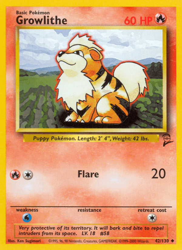 Growlithe (42/130) [Base Set 2] Pokemon Single Pokémon  | Multizone: Comics And Games