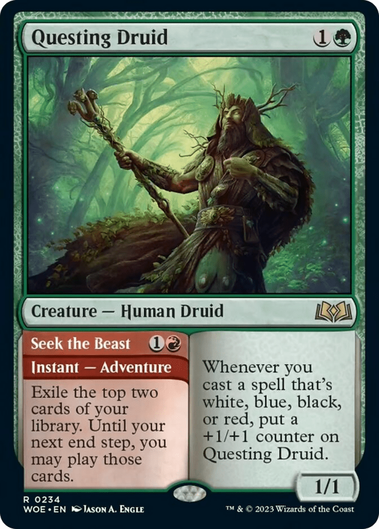 Questing Druid // Seek the Beast [Wilds of Eldraine] MTG Single Magic: The Gathering  | Multizone: Comics And Games