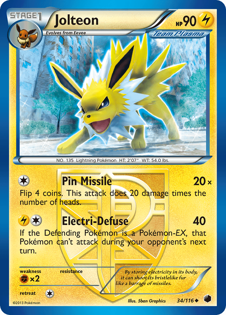 Jolteon (34/116) [Black & White: Plasma Freeze] Pokemon Single Pokémon  | Multizone: Comics And Games