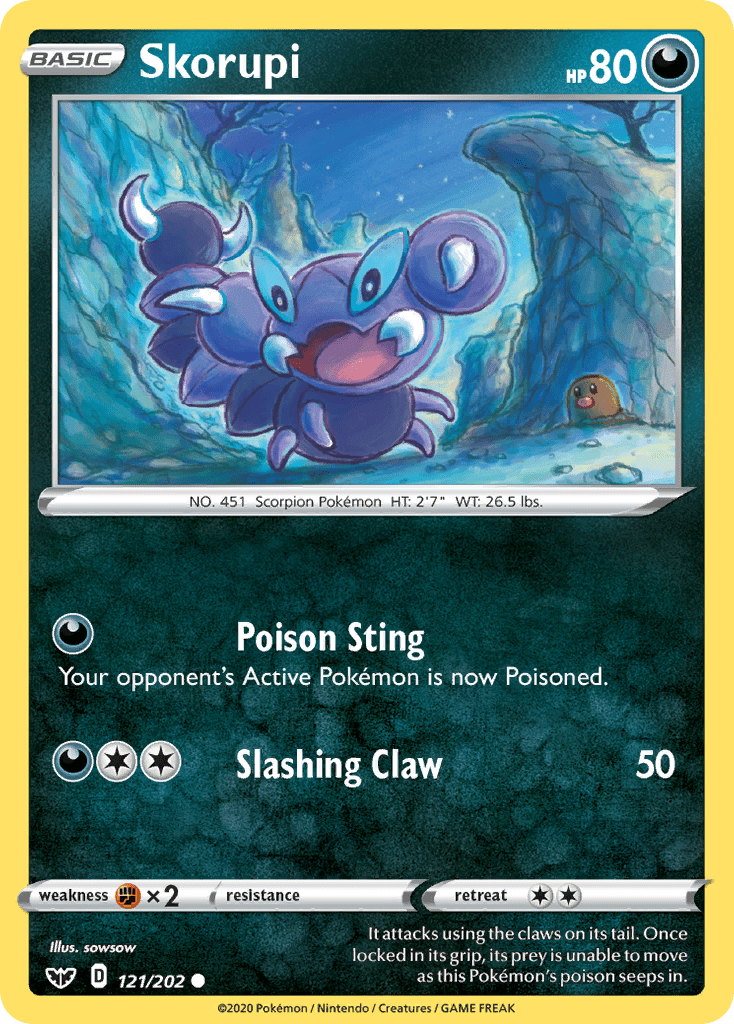 Skorupi (121/202) [Sword & Shield: Base Set] Pokemon Single Pokémon  | Multizone: Comics And Games
