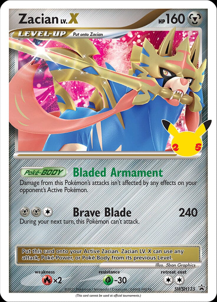 Zacian LV.X (SWSH135) (Celebrations) [Sword & Shield: Black Star Promos] Pokemon Single Pokémon  | Multizone: Comics And Games