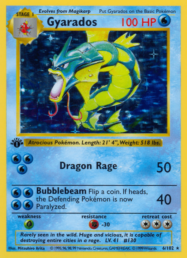 Gyarados (6/102) (Shadowless) [Base Set 1st Edition] Pokemon Single Pokémon  | Multizone: Comics And Games