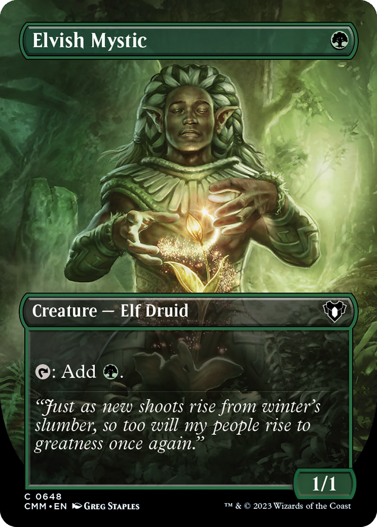 Elvish Mystic (Borderless Alternate Art) [Commander Masters] | Multizone: Comics And Games