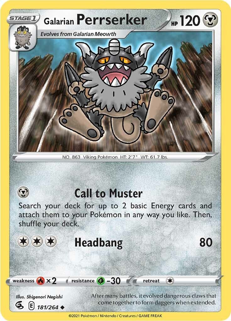 Galarian Perrserker (181/264) [Sword & Shield: Fusion Strike] Pokemon Single Pokémon  | Multizone: Comics And Games