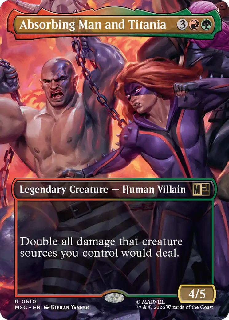Absorbing Man and Titania (Borderless) [Marvel Super Heroes Commander] MTG Single Magic: The Gathering  | Multizone: Comics And Games