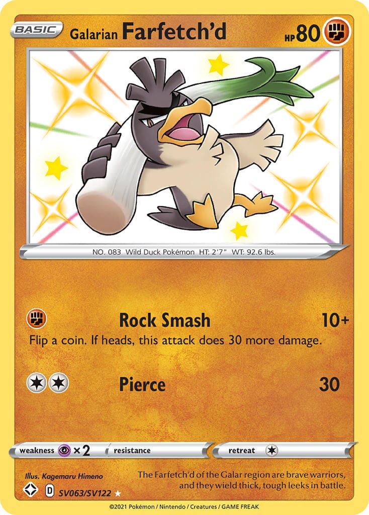 Galarian Farfetch'd (SV063/SV122) [Sword & Shield: Shining Fates] Pokemon Single Pokémon  | Multizone: Comics And Games