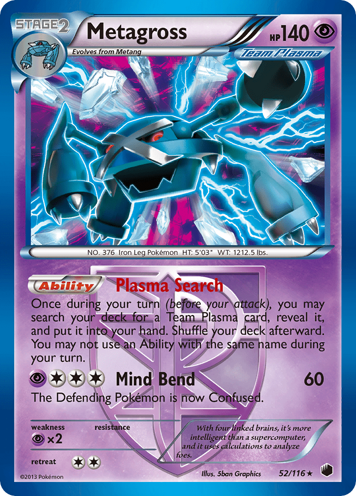 Metagross (52/116) [Black & White: Plasma Freeze] Pokemon Single Pokémon  | Multizone: Comics And Games
