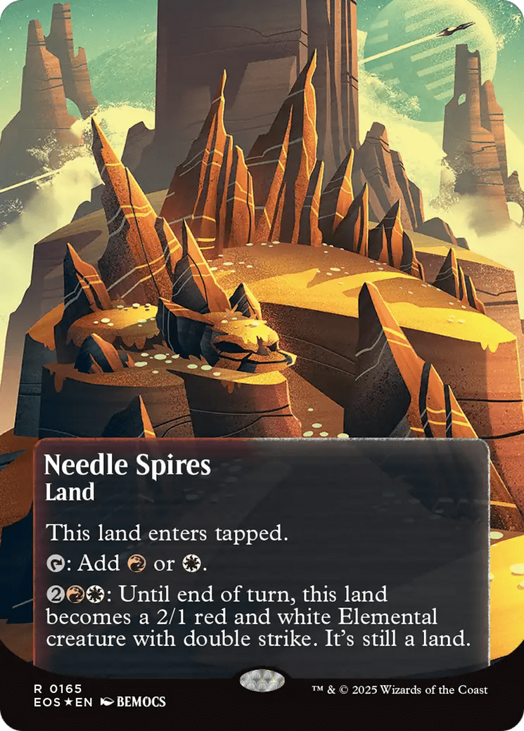 Needle Spires (0165) (Borderless) (Galaxy Foil) [Edge of Eternities: Stellar Sights] MTG Single Magic: The Gathering  | Multizone: Comics And Games