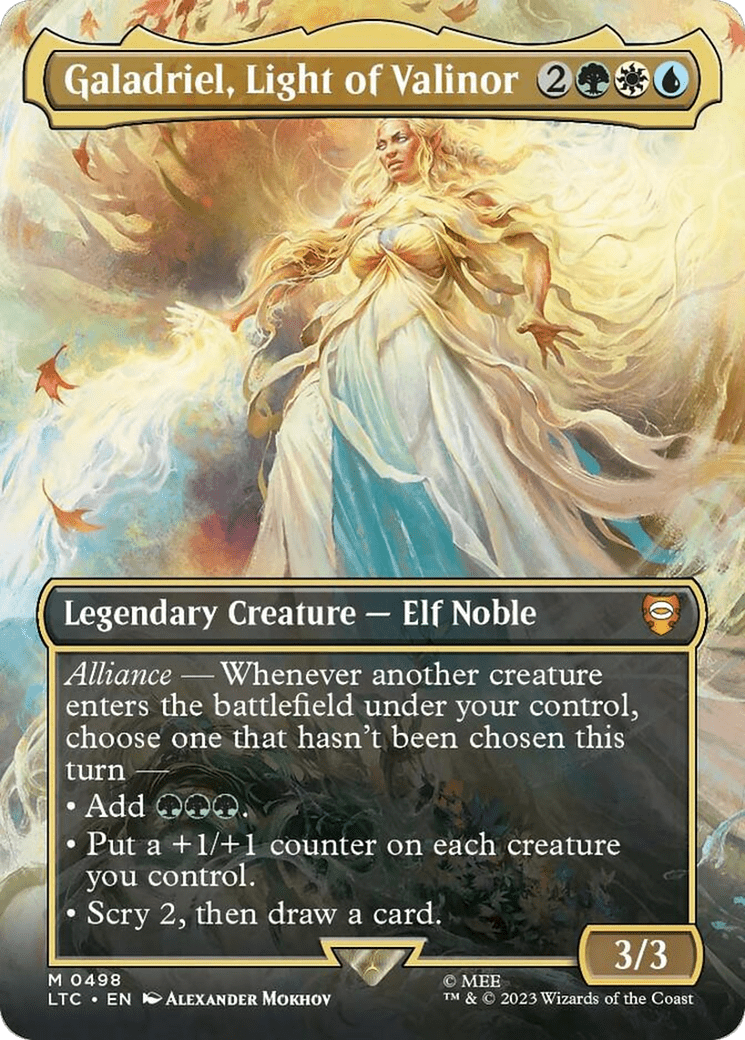 Galadriel, Light of Valinor (Borderless) [The Lord of the Rings: Tales of Middle-Earth Commander] MTG Single Magic: The Gathering  | Multizone: Comics And Games