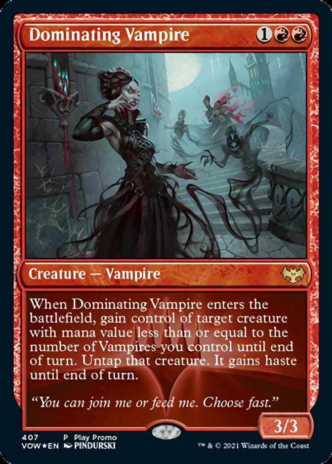 Dominating Vampire (Play Promo) [Innistrad: Crimson Vow Promos] MTG Single Magic: The Gathering  | Multizone: Comics And Games