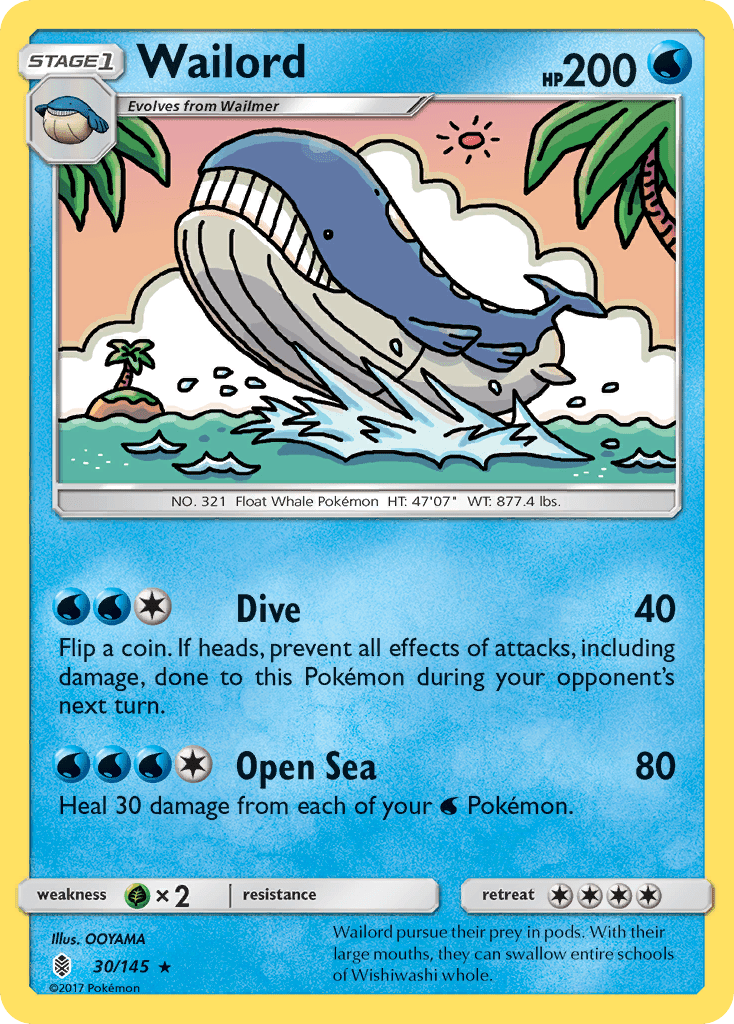 Wailord (30/145) [Sun & Moon: Guardians Rising] Pokemon Single Pokémon  | Multizone: Comics And Games