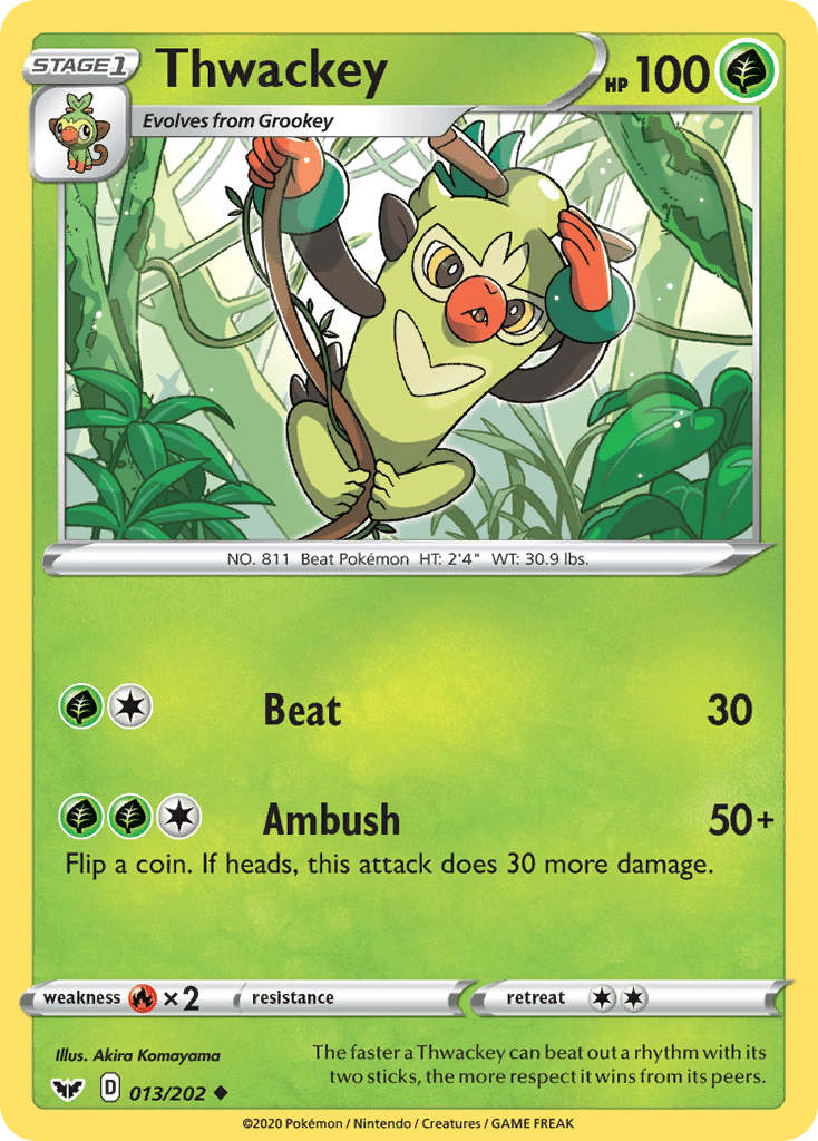 Thwackey (013/202) [Sword & Shield: Base Set] Pokemon Single Pokémon  | Multizone: Comics And Games
